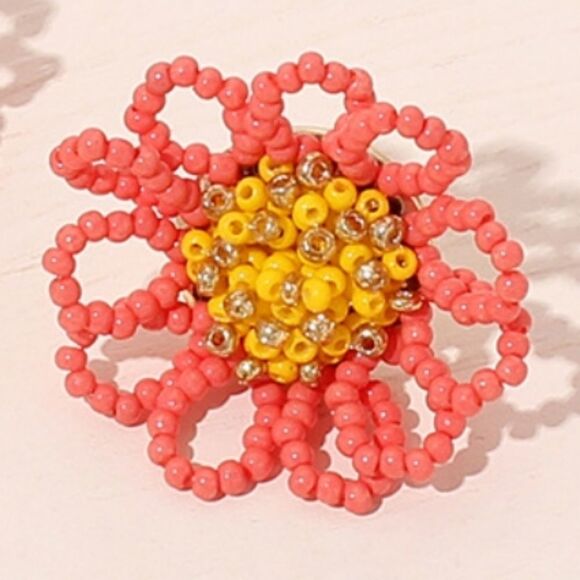 NEW CORAL RICE BEAD STUD EARRINGS - Picture 3 of 9